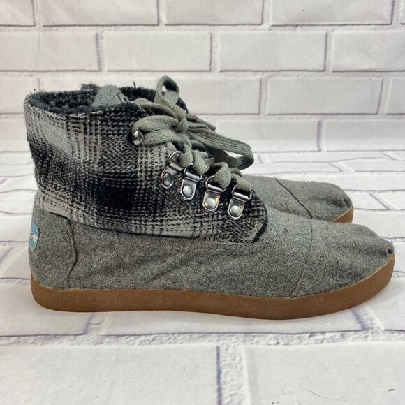 Toms Wool‎ Fold Down Bootie Boots lace up high top - Picture 1 of 12